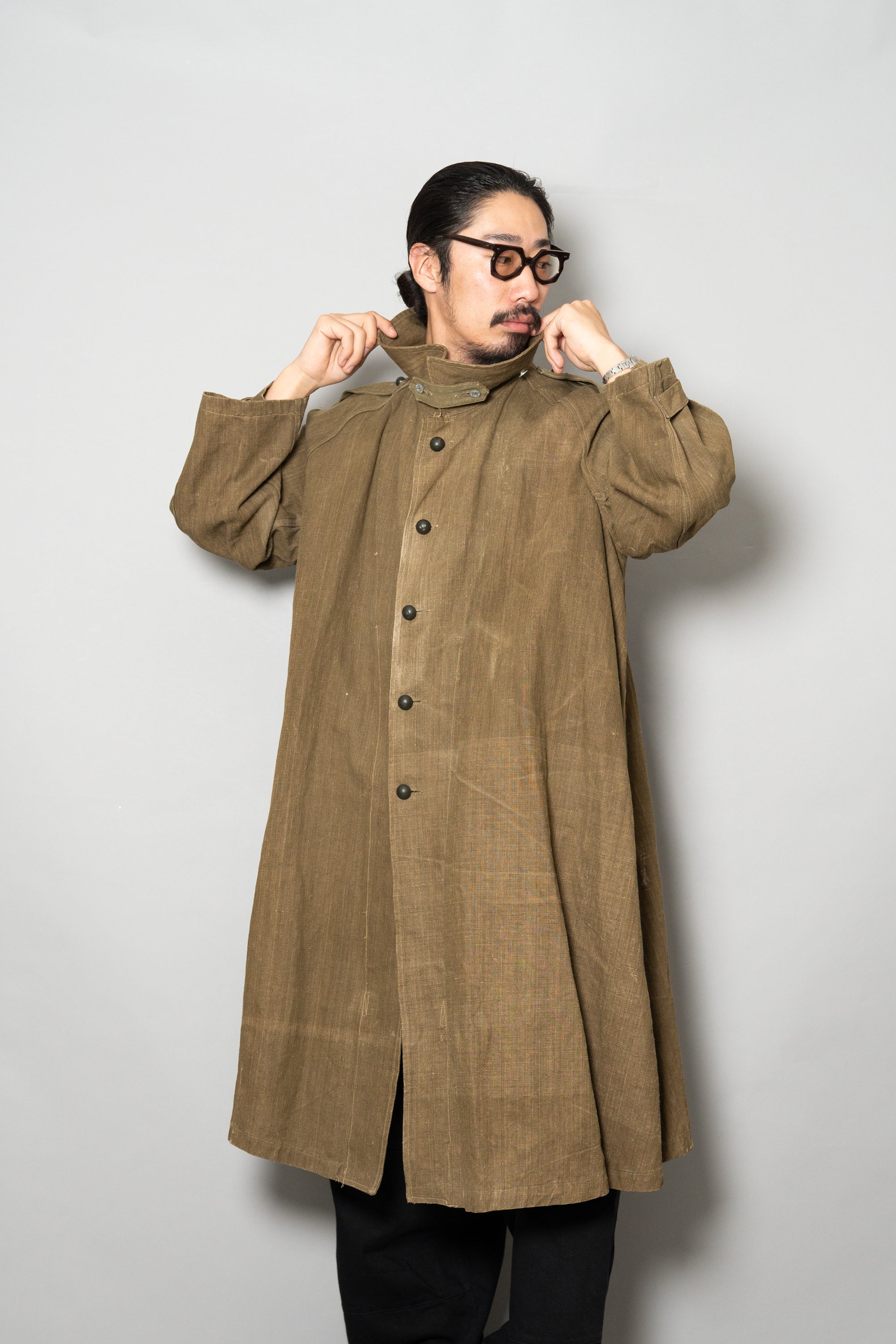 40s French Army M-35 リネン 1940's FRENCH ARMY M-35 LINEN MOTORCYCLE COAT – Maison ma Manière