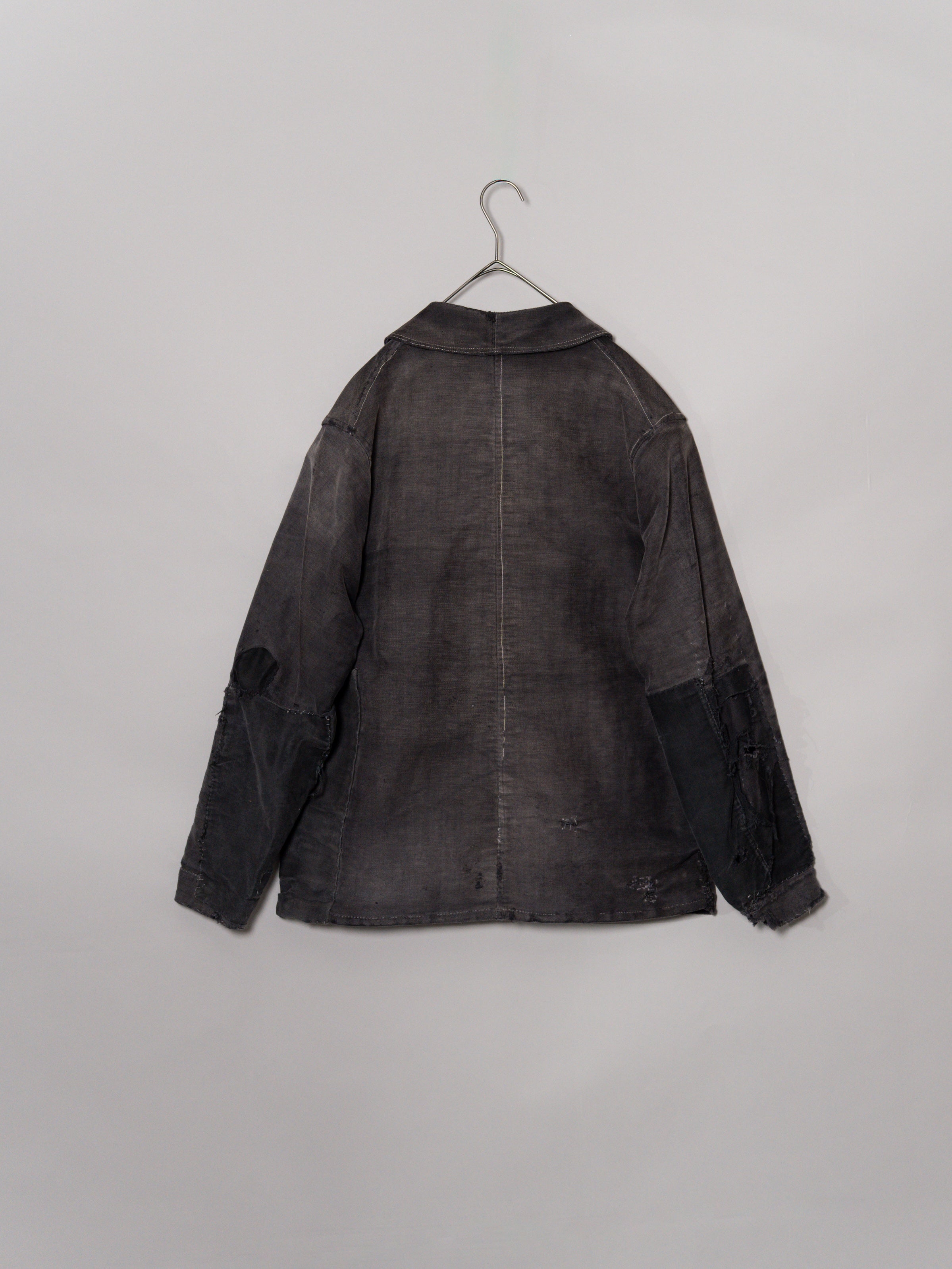 1930's French Vintage TSF Black moleskin work jacket 