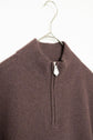 Made in ITARY HERMES YAK WOOL LEATHER TRIM HALF ZIP KNIT
