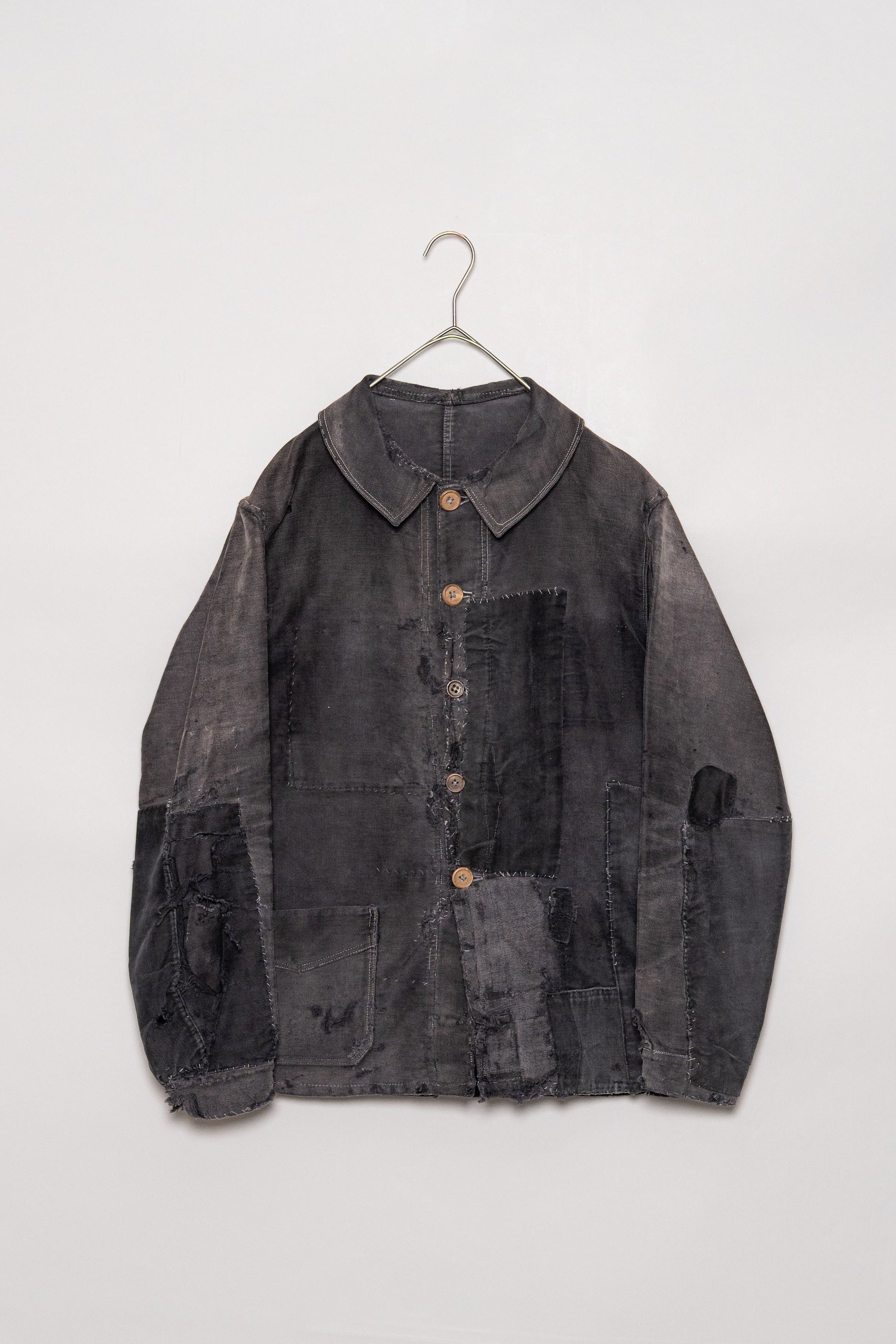 1930's French Vintage TSF Black moleskin work jacket 