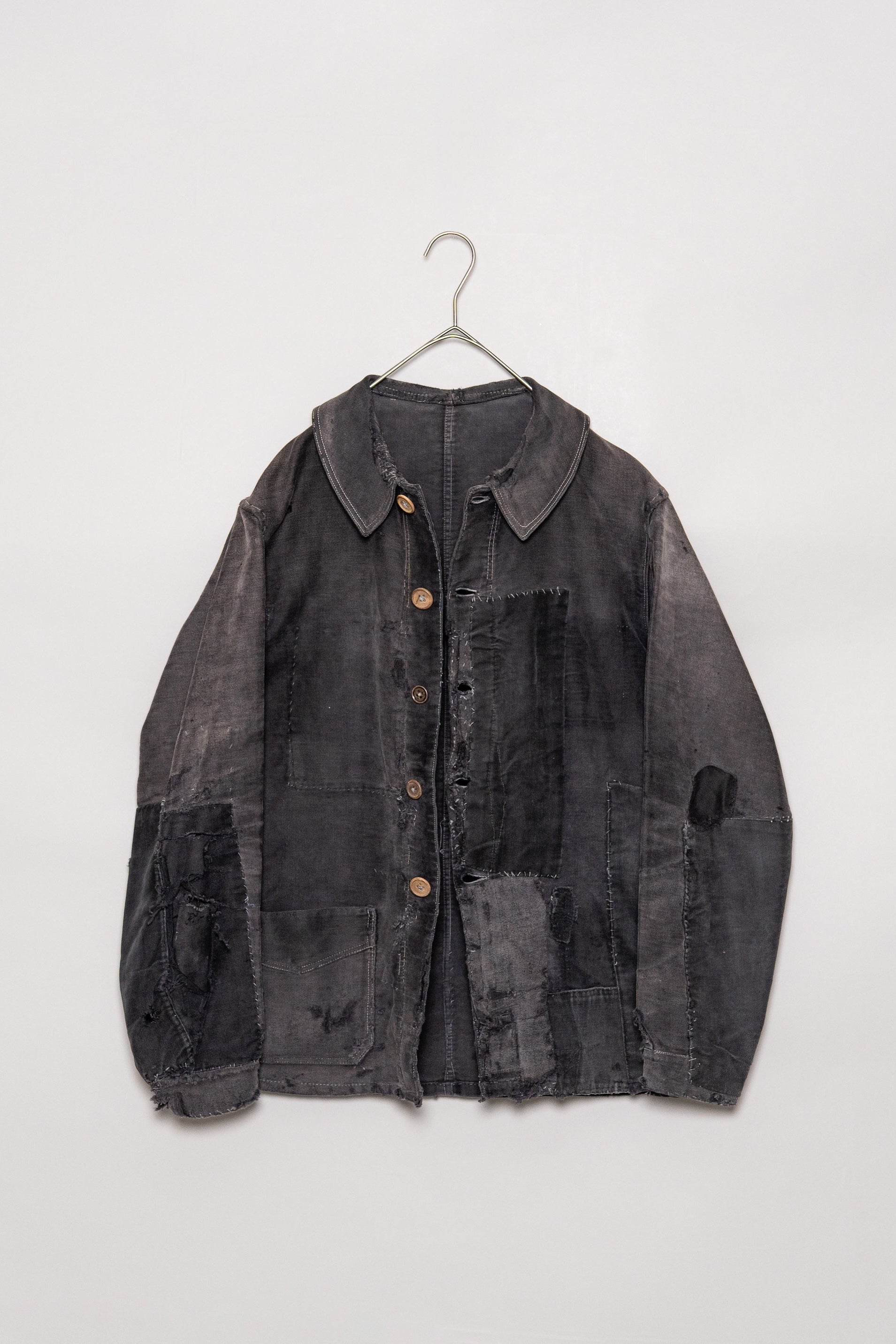 1930's French Vintage TSF Black moleskin work jacket 