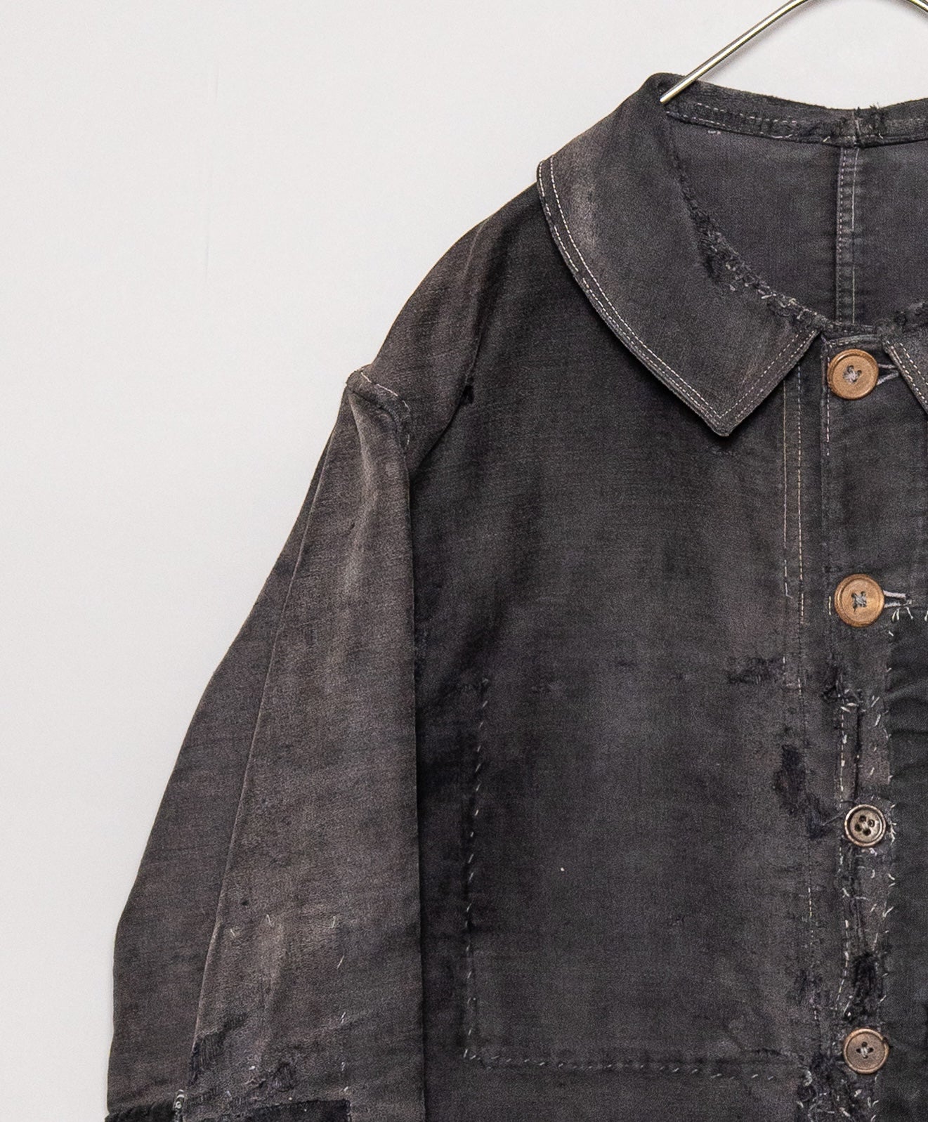 1930's French Vintage TSF Black moleskin work jacket 