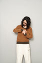 Made in ITARY HERMES WOOL CASHMERE HOUNDSTOOTH PATTERN KNIT