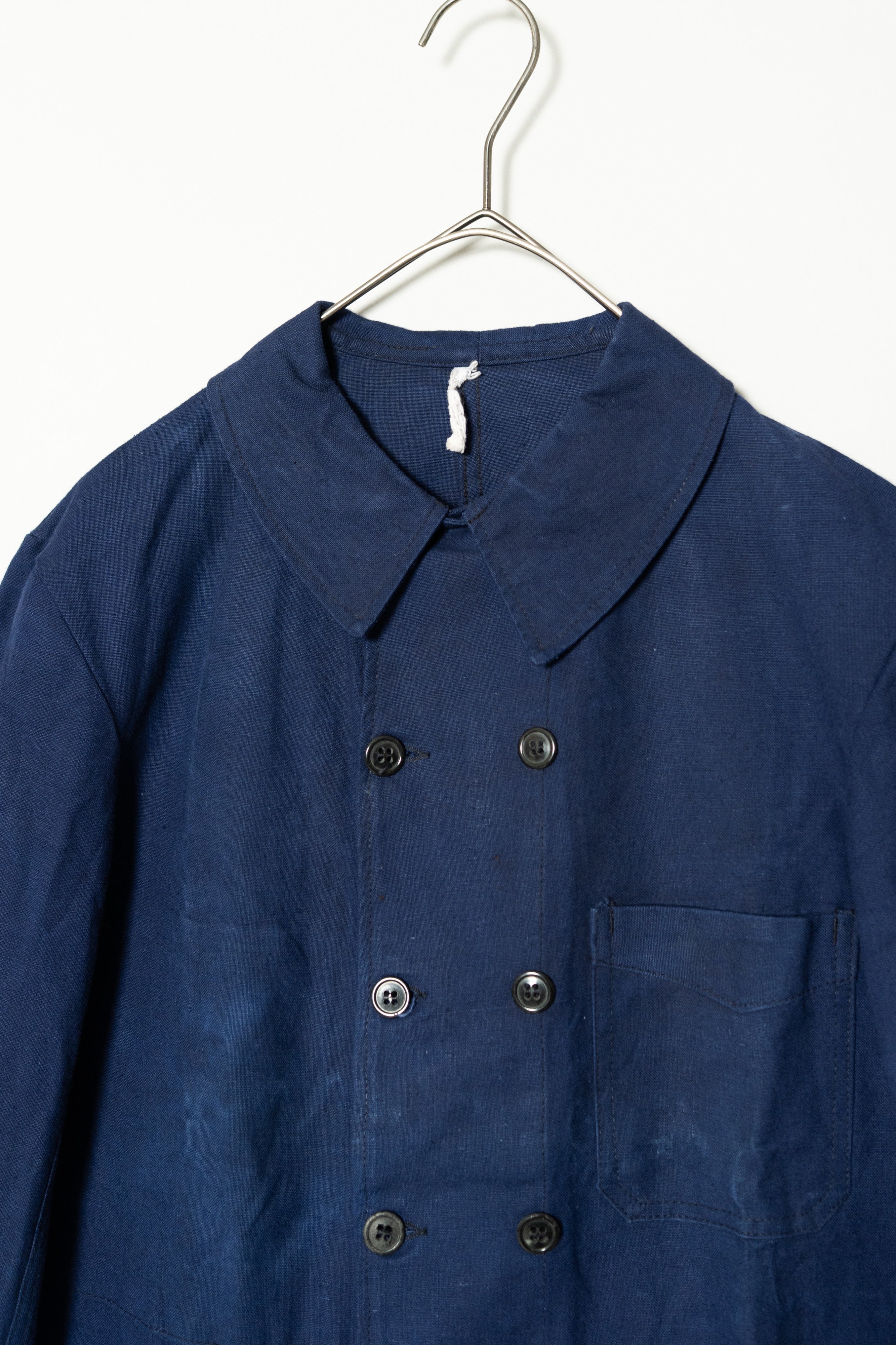 1940S FRENCH VINTAGE INDHIGO METIS DOUBLE BREASTED JACKET 