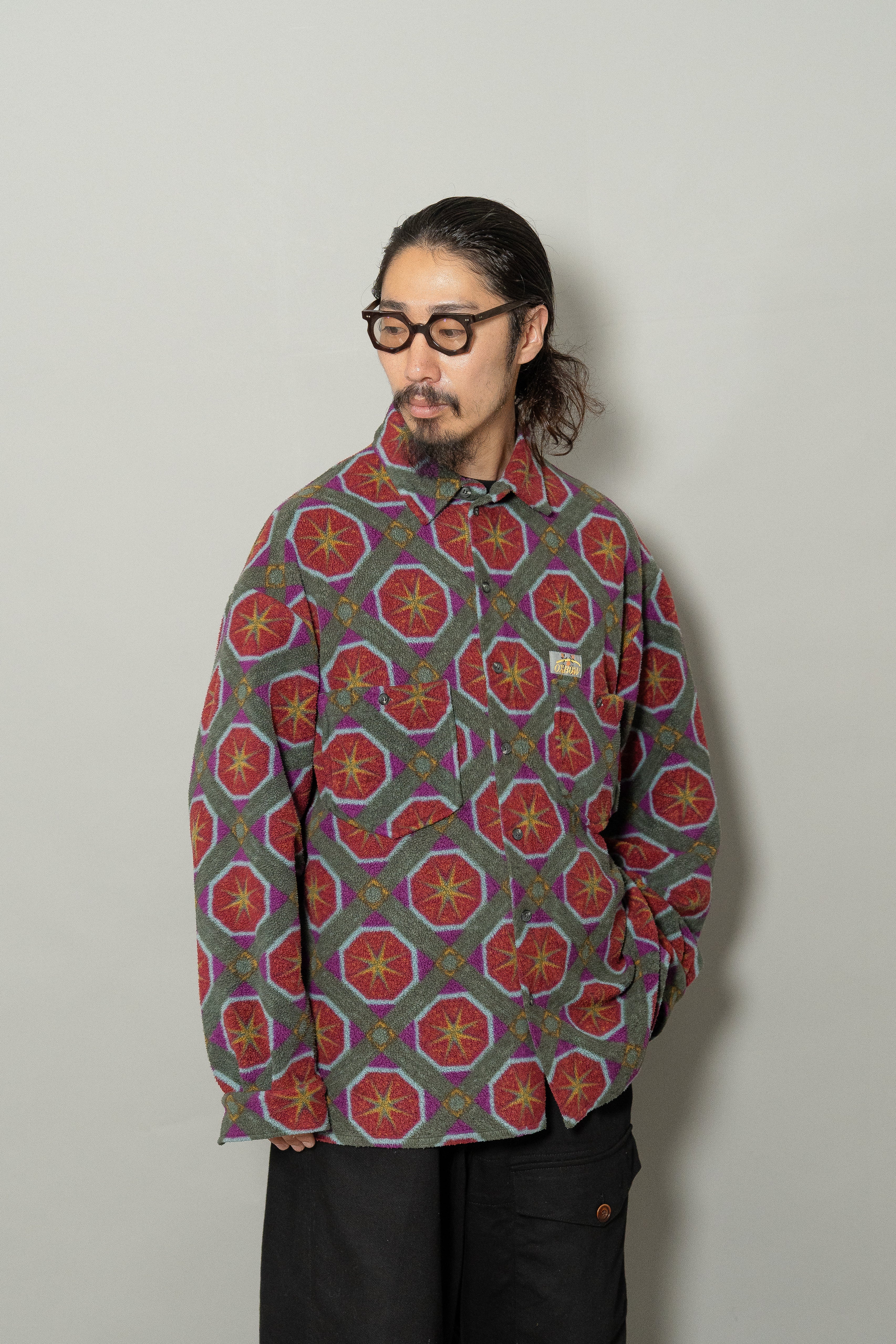 トップス 90s- oxbow geometric L/S T-shirt 1990s Made in France OXBOW fleece shirt – Maison ma Manière