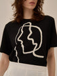 AKIRANAKA Line portrait T-shirt BK