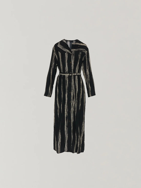 AKIRANAKA Stitch stripe dress BK