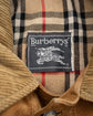 80s Burberrys Leather Car Coat with Corduroy Collar & Wool Nova Check Lining Made in SPAIN