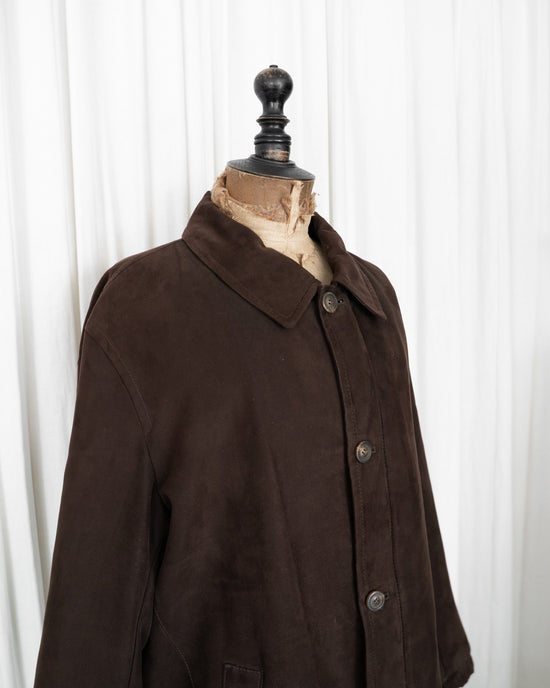 90s allegri  Microfiber Faux Suede Zip & Button Half Coat  Made in ITARY
