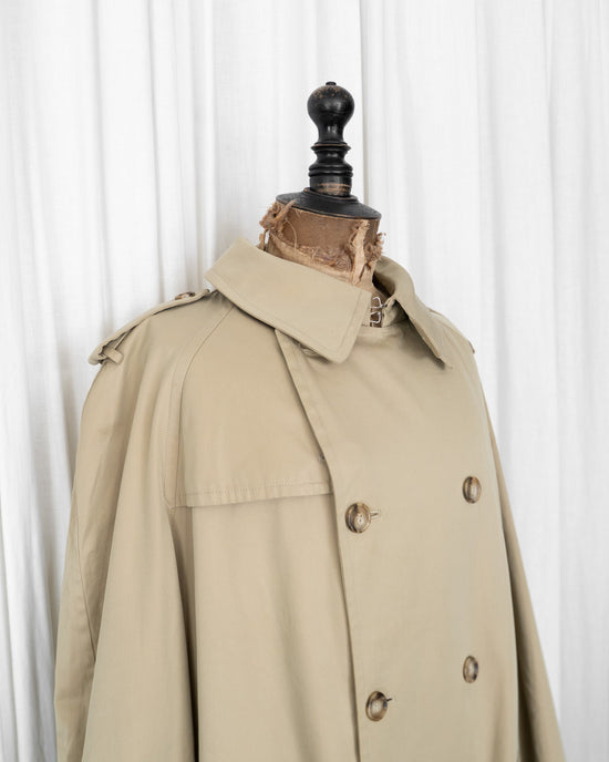 80s BALLANTYNE "LONDRA/B" Cotton Gabardine Double Breasted Trench Coat Made in ITARY