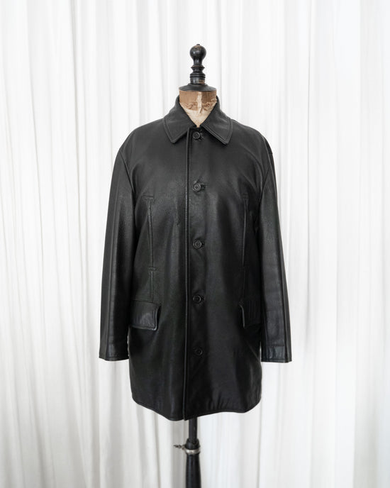 HERMÈS Paris  Deerskin Leather Car Coat Made in France