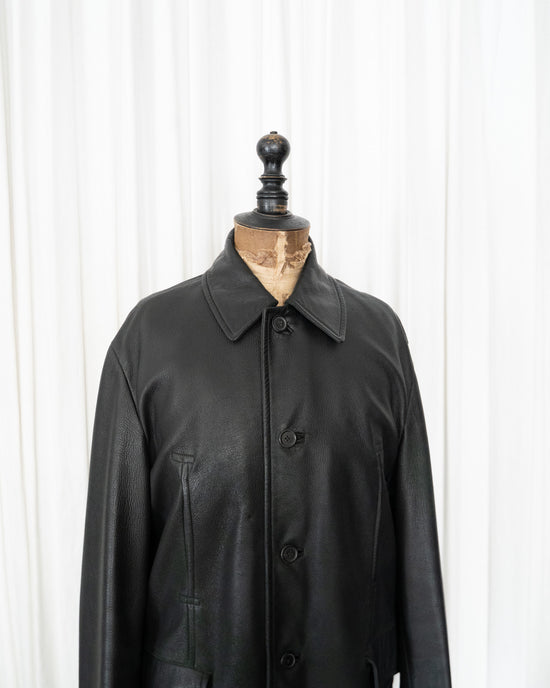 HERMÈS Paris  Deerskin Leather Car Coat Made in France