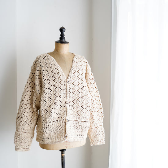 Crochet Cotton Cardigan "Solid" A