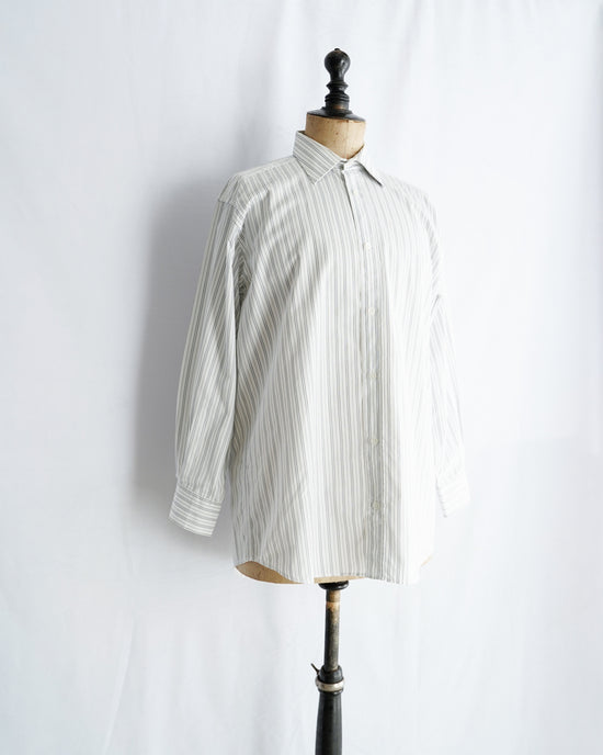 HERMES Made in France Serie button Gray stripe shirt