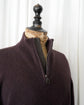 HERMES Made in Italy Yak wool leather trim half zip knit