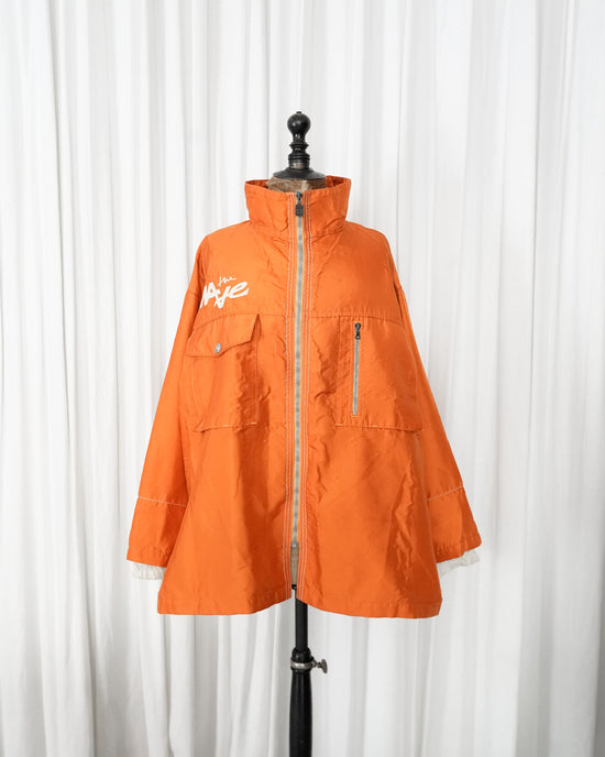 90s JET SET "the Wave" Neon Orange Heavy Nylon Stand Collar Jacket MADE IN ITALY