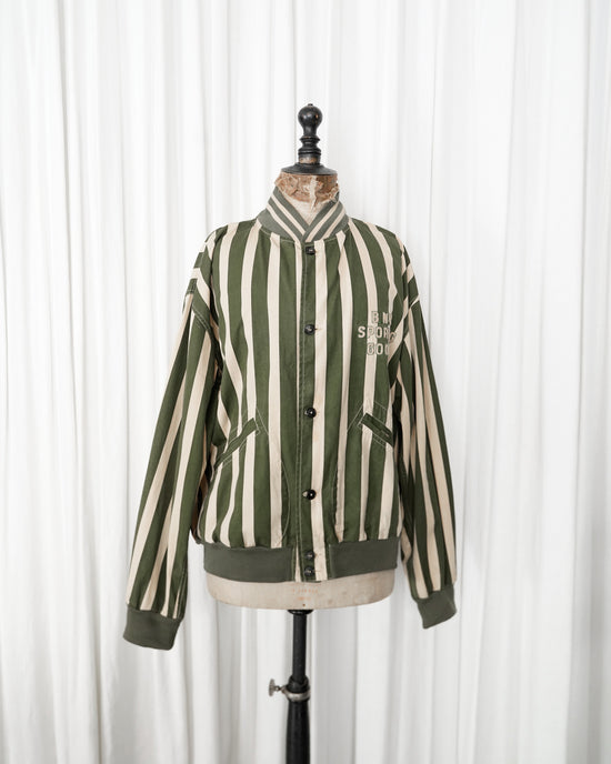 1980s BONEVILLE Sporting Goods Vertical Striped Bomber Jacket "IDEAS FROM MASSIMO OSTI"