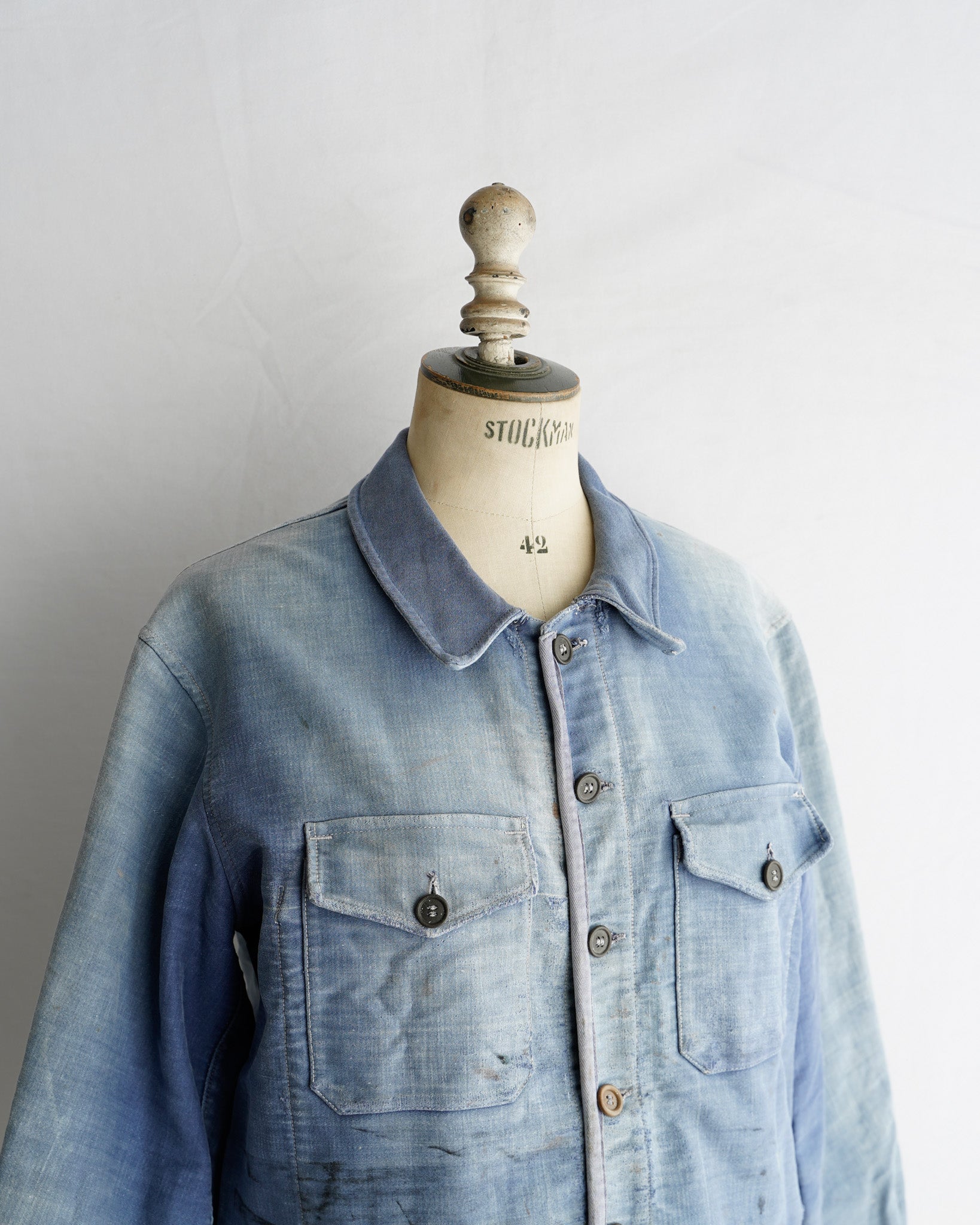 1940's French Vintage Mont-Saint-Michel Blue moleskin