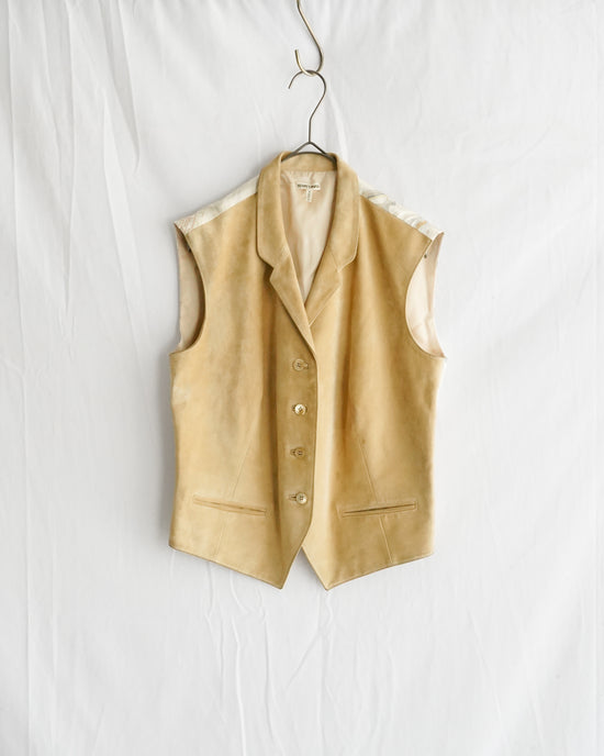 HERMES "マルジェラ期”Made in France Suede leather & silk vest