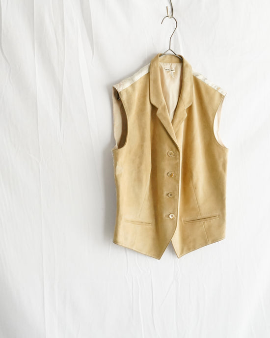 HERMES "マルジェラ期”Made in France Suede leather & silk vest