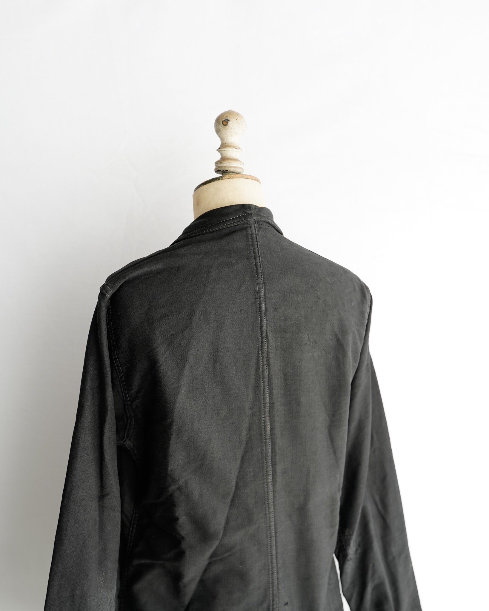 1940's French Vintage Black Moleskin work jacket 