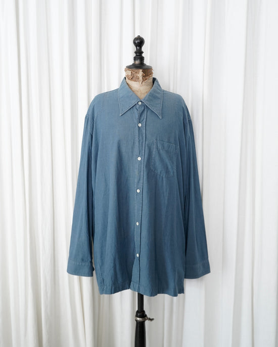 2015ss Maison Martin Margiela Indigo Tencel Twilled Western Long Shirt