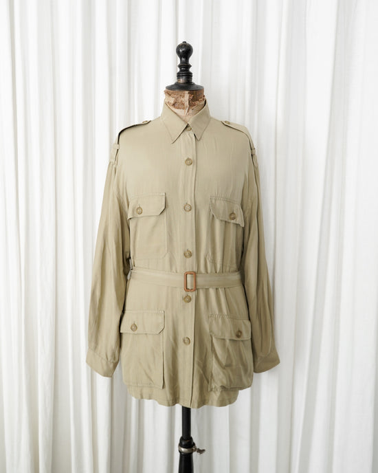 80s Calvin Klein Sport Silk Military Safari Jacket