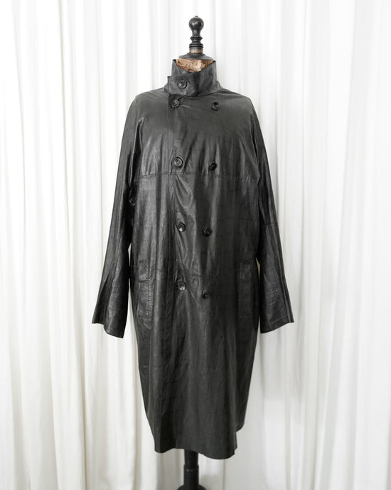 GIORGIO ARMANI 2011AW Crocodile Embossed Lambskin Leather Trench Coat Made in ITALY
