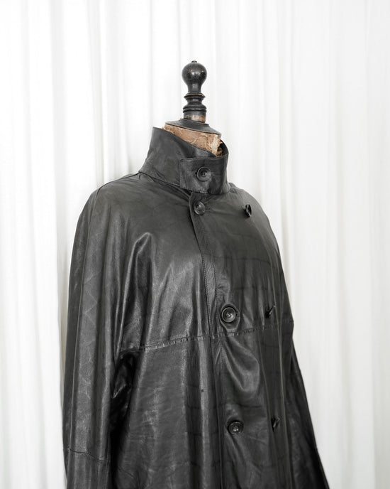 GIORGIO ARMANI 2011AW Crocodile Embossed Lambskin Leather Trench Coat Made in ITALY