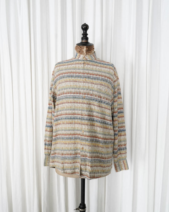 90s MISSONI UOMO Chevron Weaved 3D Plaid Cotton S/S shirt
