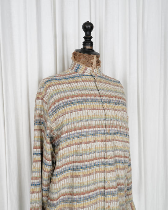 90s MISSONI UOMO Chevron Weaved 3D Plaid Cotton S/S shirt