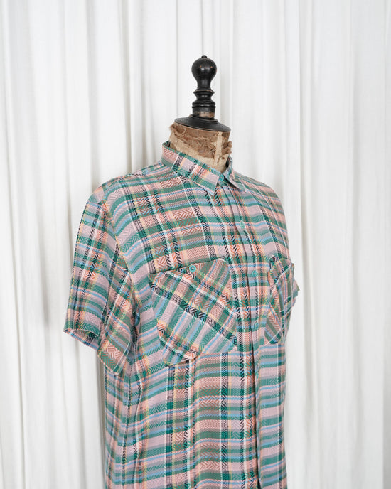 90s MISSONI UOMO Chevron Weaved 3D Plaid Cotton S/S shirt "Dead Stock"