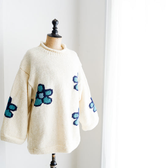 Roll Neck Knit-Sparse Flower