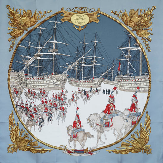 HERMES カレ90"MARINE ET CAVALERIE"