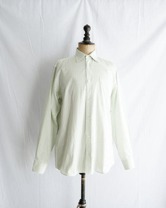 Made in France HERMES Green check summer cotton shirt