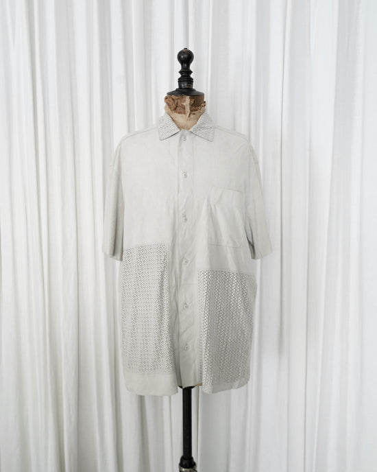 EMPORIO ARMANI Laser Cut Perforated Summer Suede Leather Shirt