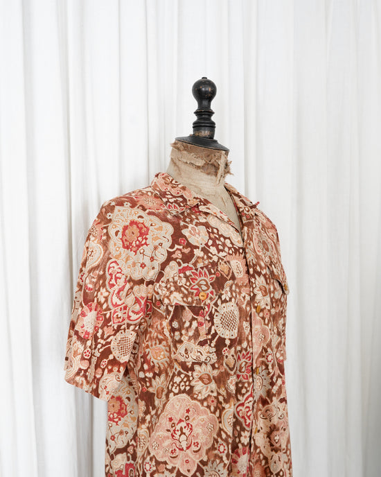 90s RALPH LAUREN COUNTRY Persian Paisley Cotton Open Collar Shirt