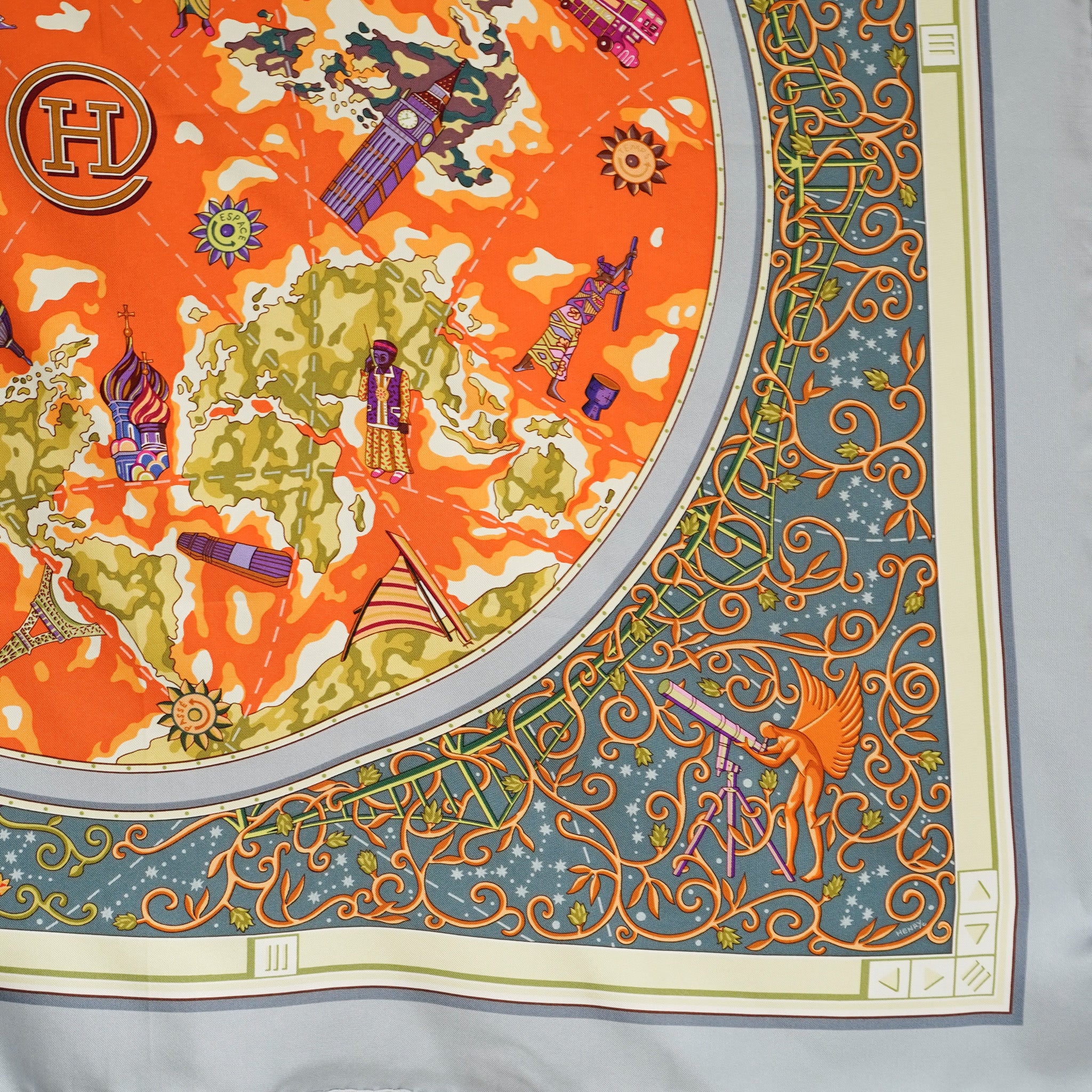 エルメス　HERMES　スカーフ　カレ90　世界地図 HERMES カレ90 