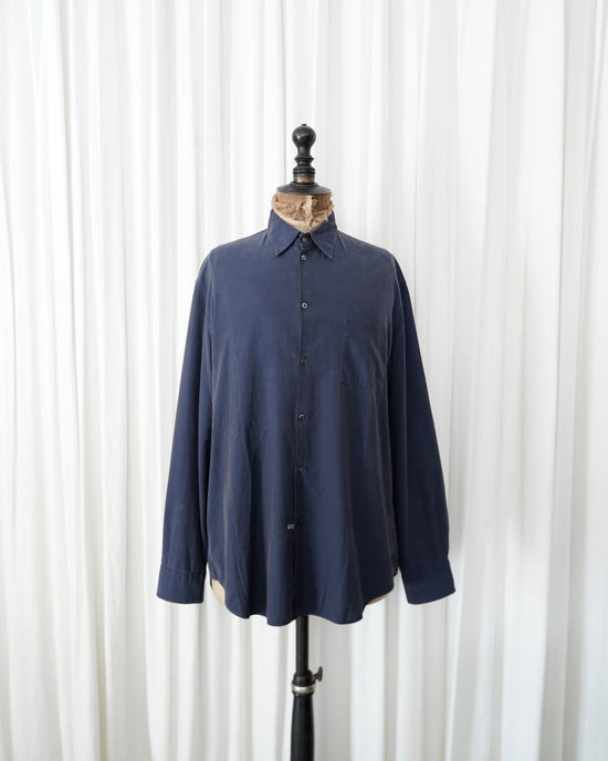 JIL SANDER Navy Silky Poplin Shirt Made in Italy