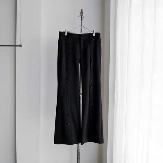 BUTTON-UP WOOL FLARE TROUSERS