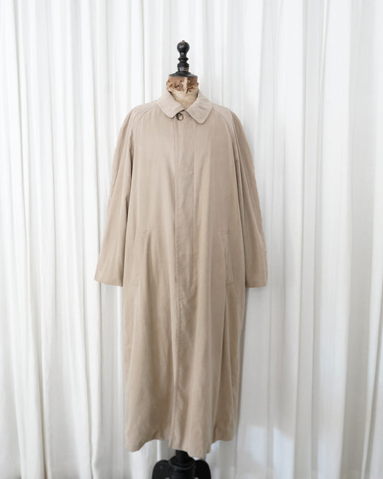 80s HERMÈS Paris "Big Tag" Peach Skin Balmacaan Coat Made in France