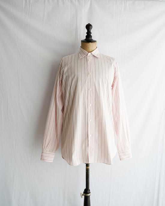 HERMES Made in France Serie button pink stripe shirt