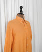 90s HERMÈS Paris  Iconic Hermès Orange Linen B.D Shirt with Crest Embroidery Made in France