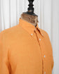 90s HERMÈS Paris  Iconic Hermès Orange Linen B.D Shirt with Crest Embroidery Made in France