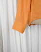 90s HERMÈS Paris  Iconic Hermès Orange Linen B.D Shirt with Crest Embroidery Made in France