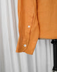 90s HERMÈS Paris  Iconic Hermès Orange Linen B.D Shirt with Crest Embroidery Made in France