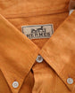 90s HERMÈS Paris  Iconic Hermès Orange Linen B.D Shirt with Crest Embroidery Made in France