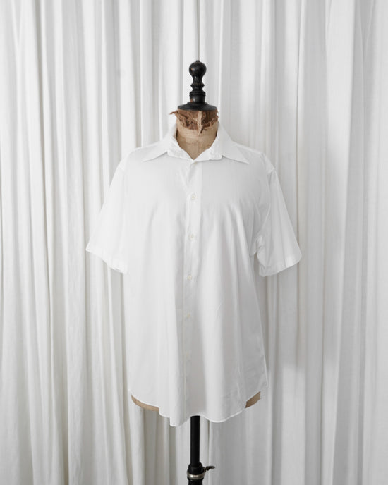 90s HERMÈS Paris  Open Collar Short Sleeve Cotton Shirt  Made in France