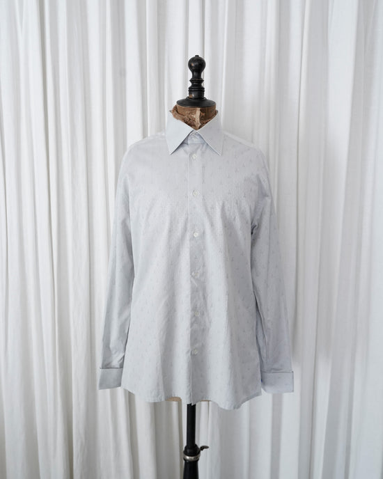 90s HERMÈS Paris  Eiffel Tower Print Cotton Double Cuff Dress Shirt Made in France