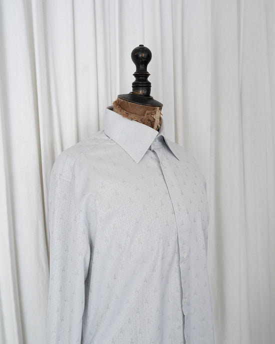 90s HERMÈS Paris  Eiffel Tower Print Cotton Double Cuff Dress Shirt Made in France
